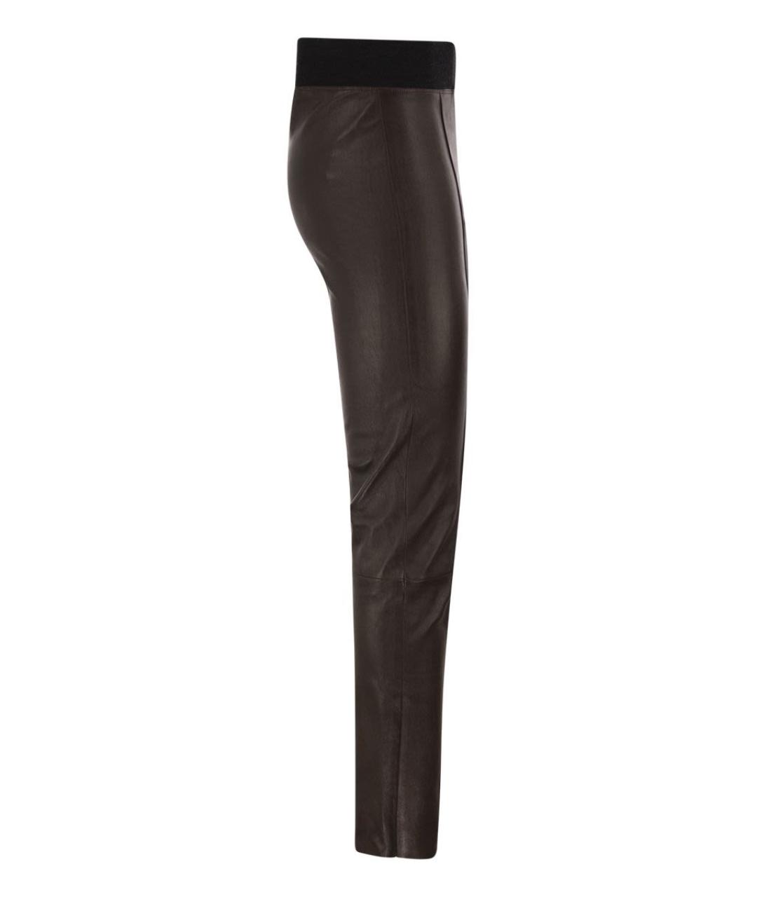 BRUNELLO CUCINELLI Коричневые кожаные брюки узкие, фото 3