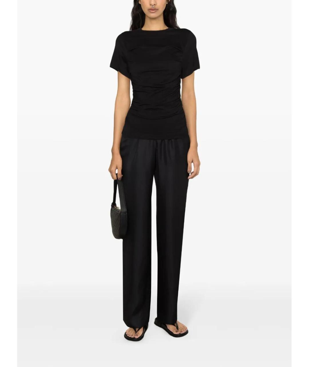 LOULOU DE SAISON Черные шелковые прямые брюки, фото 4