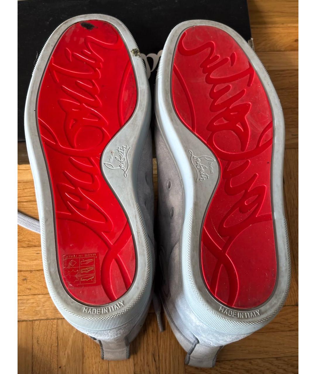 CHRISTIAN LOUBOUTIN Голубые замшевые высокие кроссовки / кеды, фото 5