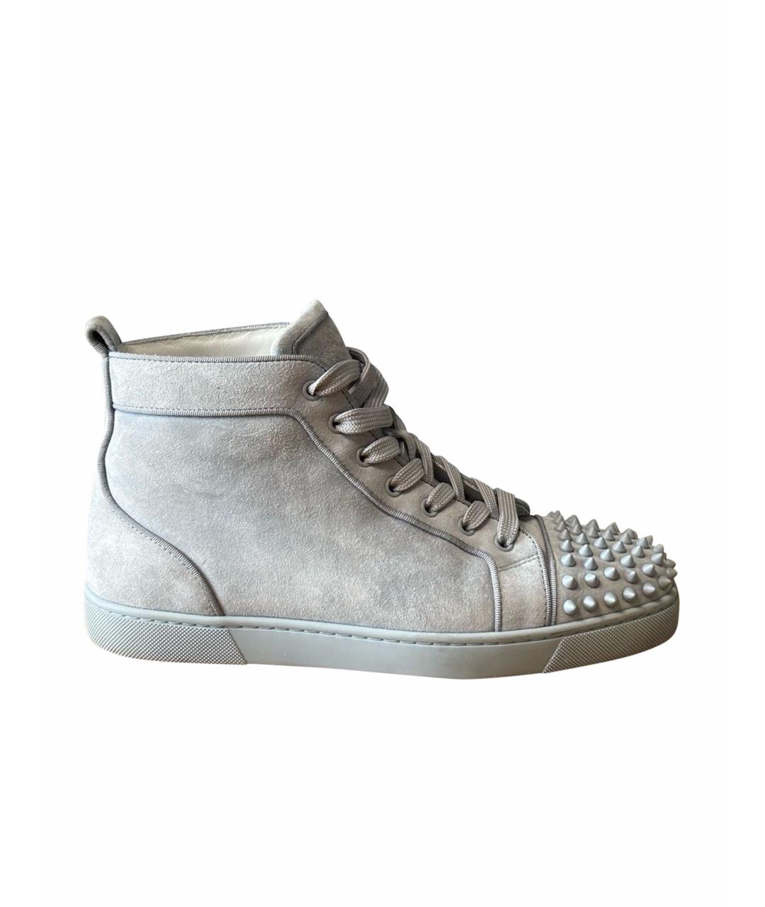 CHRISTIAN LOUBOUTIN Голубые замшевые высокие кроссовки / кеды, фото 1
