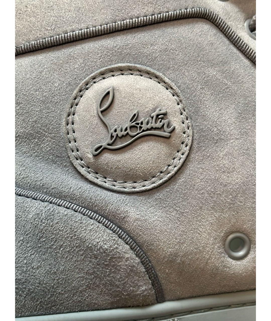 CHRISTIAN LOUBOUTIN Голубые замшевые высокие кроссовки / кеды, фото 4