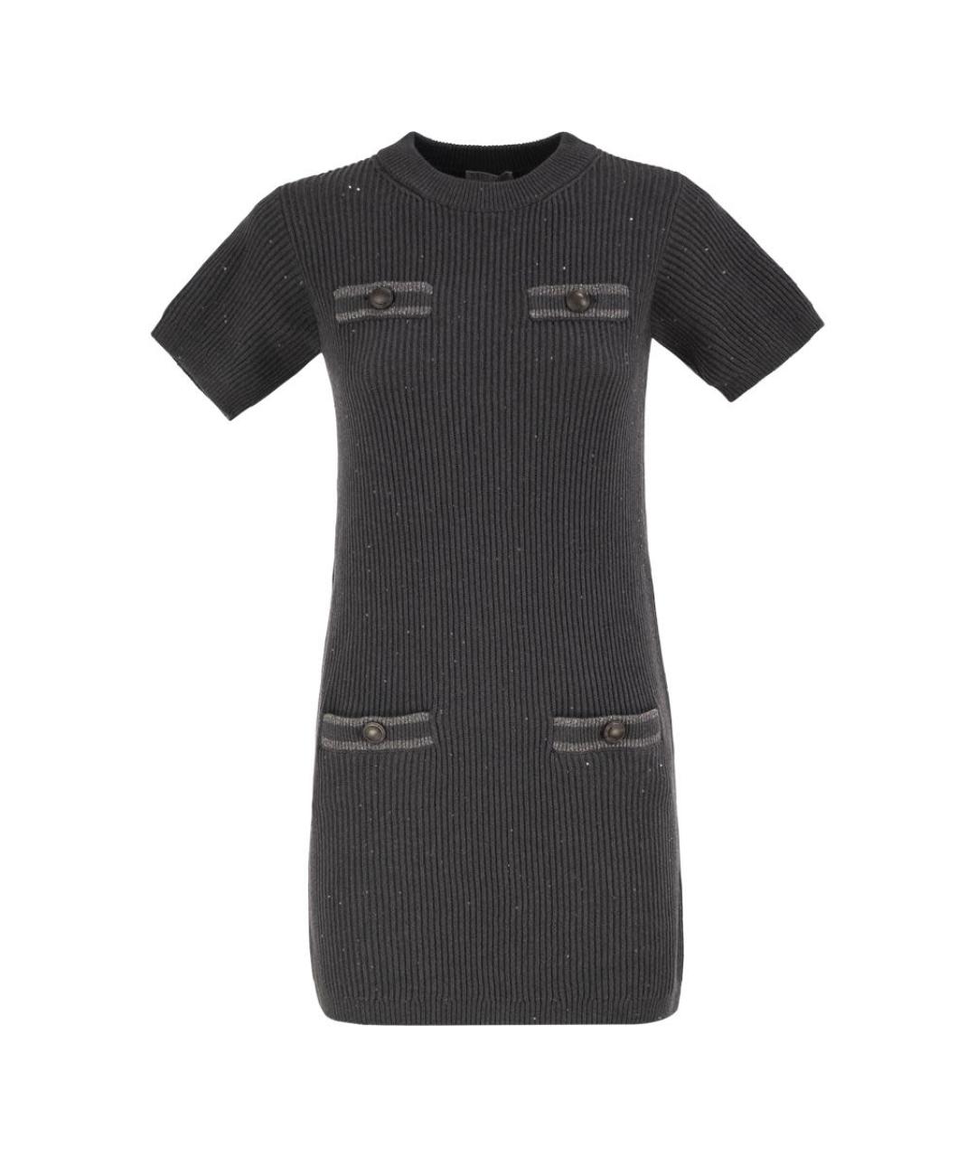 BRUNELLO CUCINELLI Антрацитовое хлопковое повседневное платье, фото 1