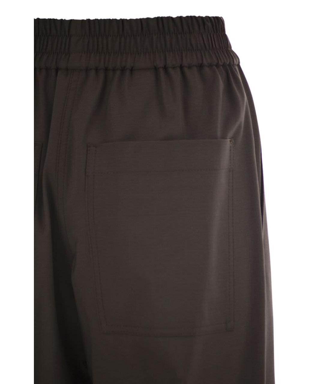 BRUNELLO CUCINELLI Коричневые шерстяные прямые брюки, фото 4