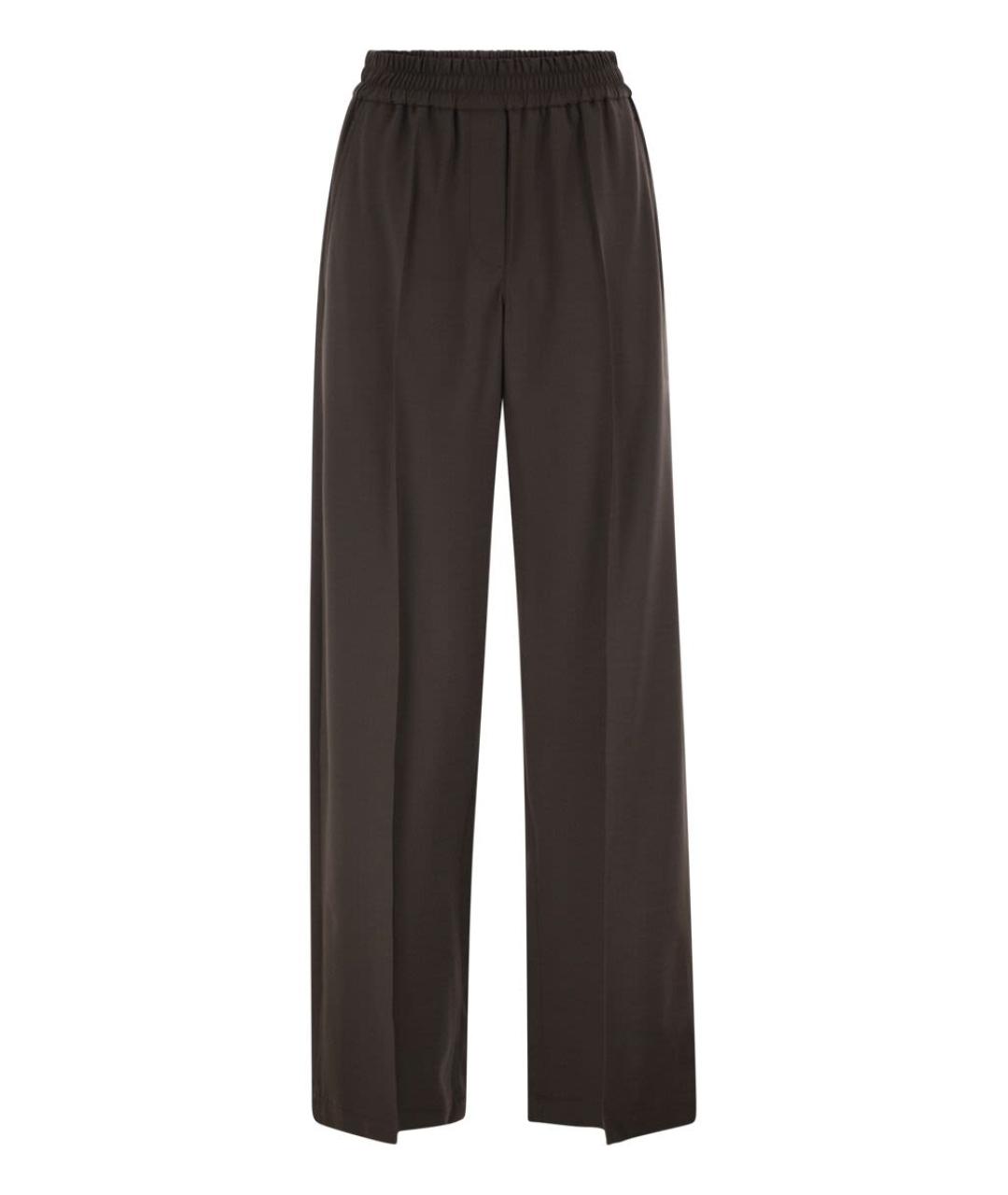 BRUNELLO CUCINELLI Коричневые шерстяные прямые брюки, фото 1