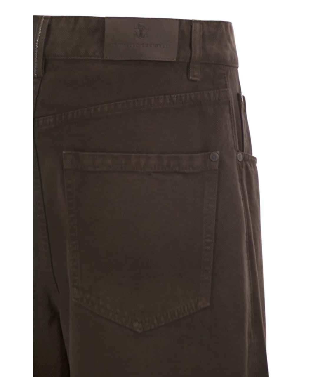 BRUNELLO CUCINELLI Коричневые хлопковые прямые джинсы, фото 4