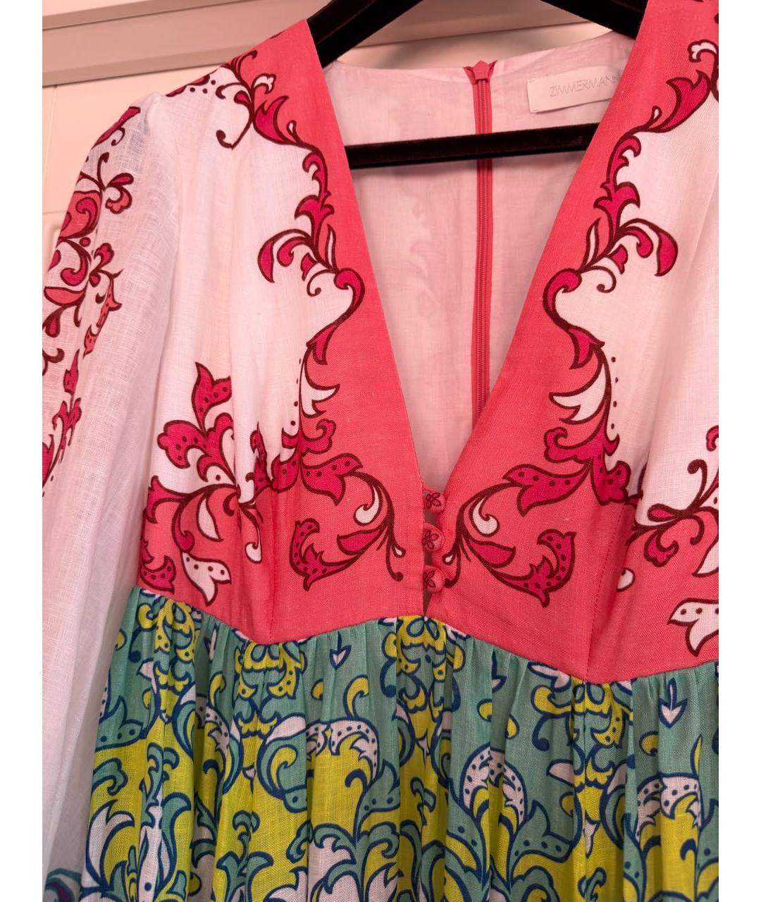 ZIMMERMANN Белое льняное повседневное платье, фото 4