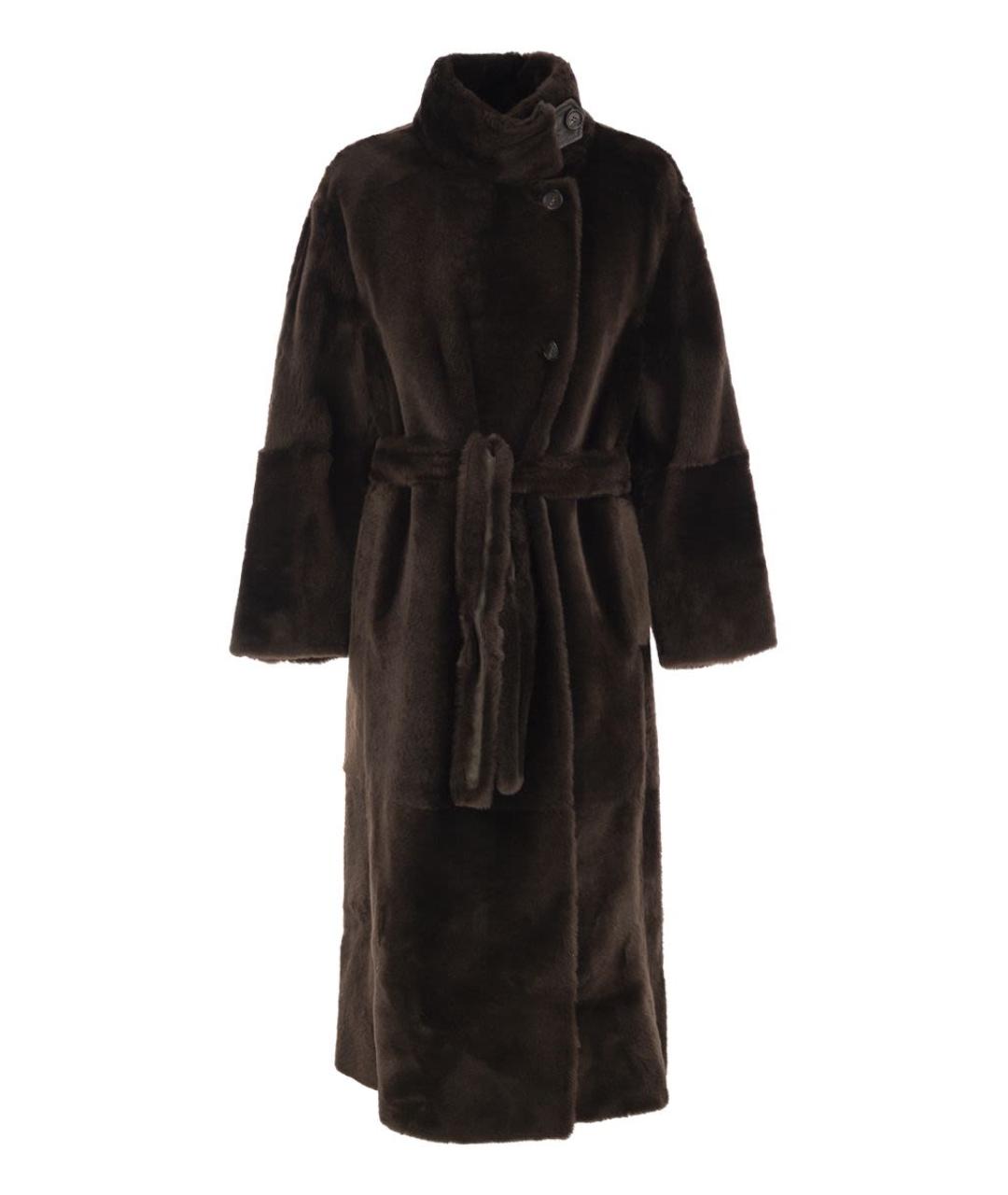 BRUNELLO CUCINELLI Коричневая меховая шуба, фото 1