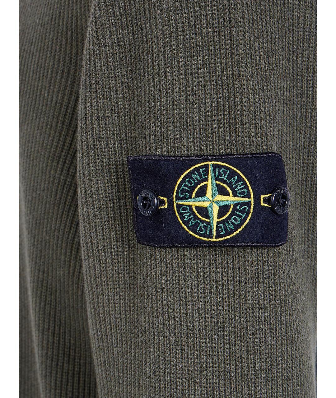 STONE ISLAND Зеленый хлопковый джемпер / свитер, фото 3