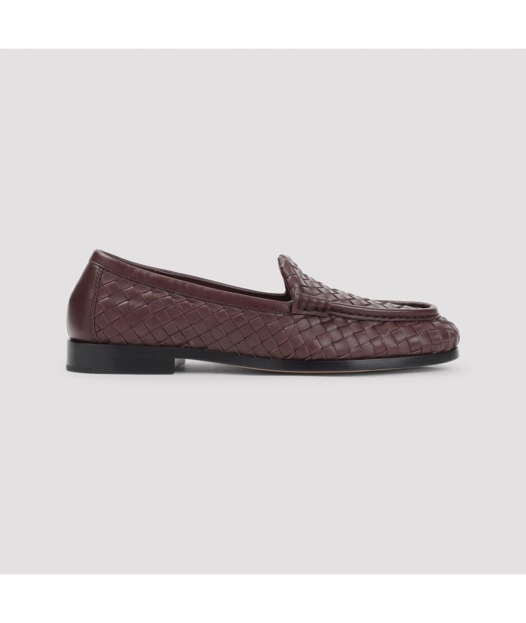 BOTTEGA VENETA Бордовые кожаные лоферы, фото 4