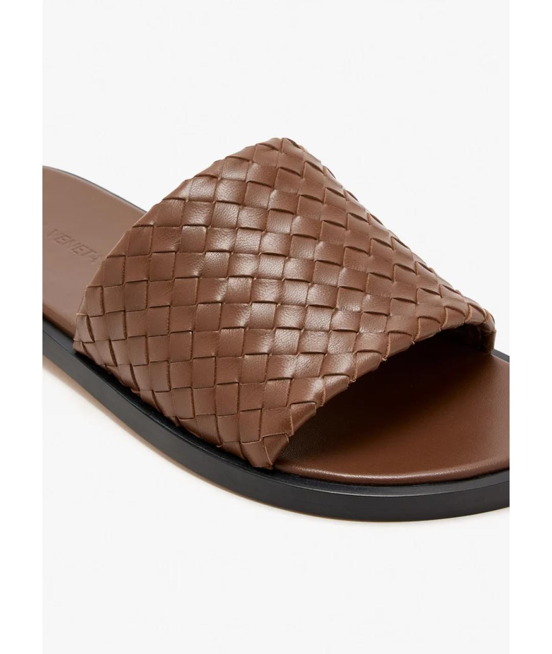 BOTTEGA VENETA Коричневые кожаные шлепанцы, фото 3