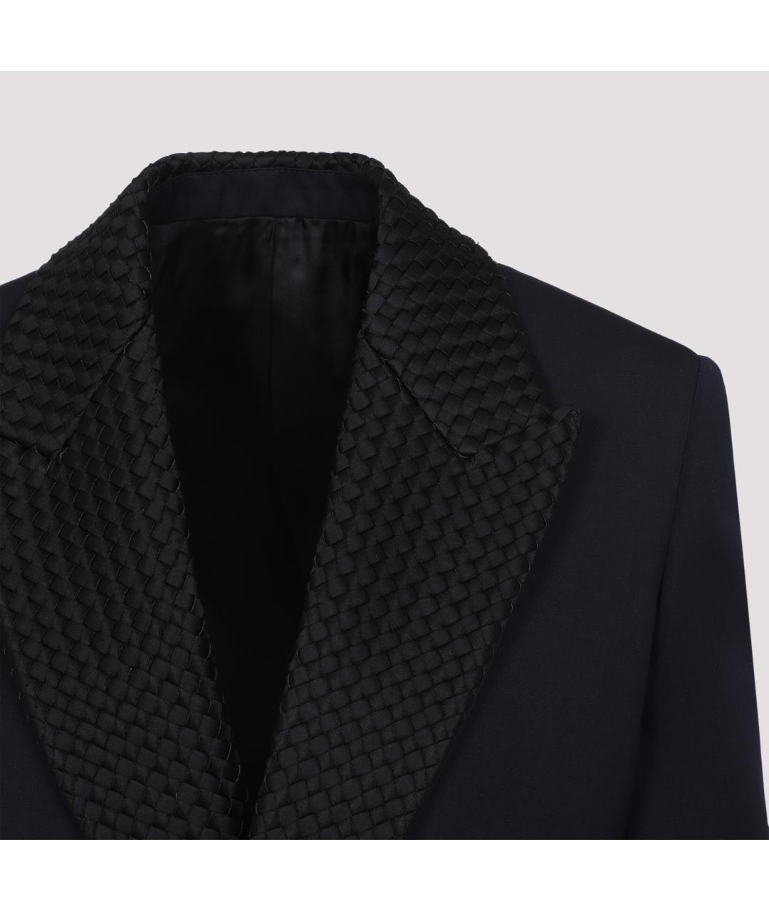 BOTTEGA VENETA Темно-синий шерстяной жакет/пиджак, фото 5