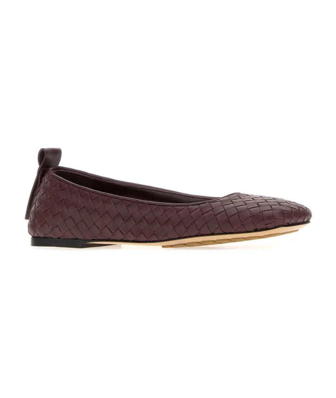 BOTTEGA VENETA Бордовые кожаные балетки, фото 3