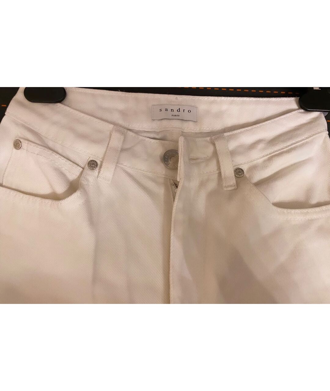 SANDRO Белые хлопковые джинсы клеш, фото 3