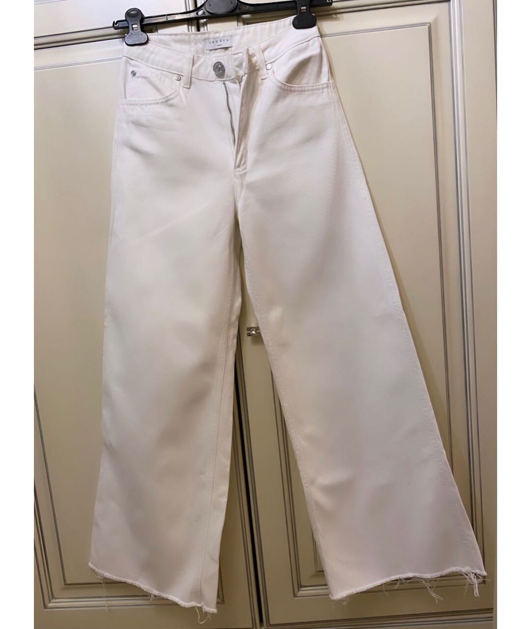SANDRO Белые хлопковые джинсы клеш, фото 6