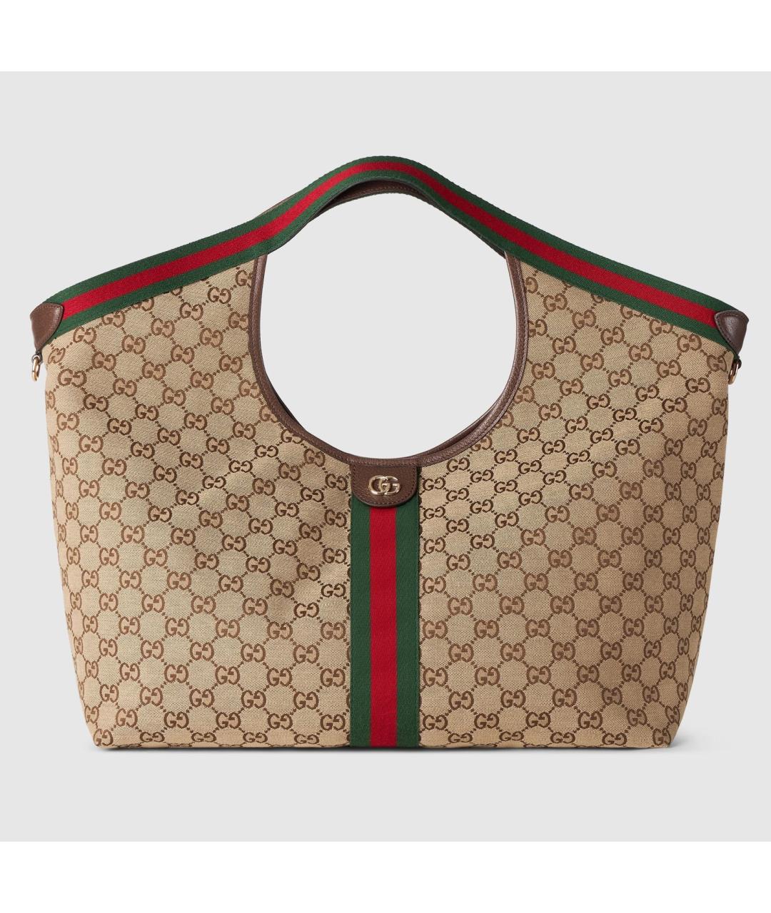 GUCCI Бежевая жаккардовая сумка тоут, фото 6