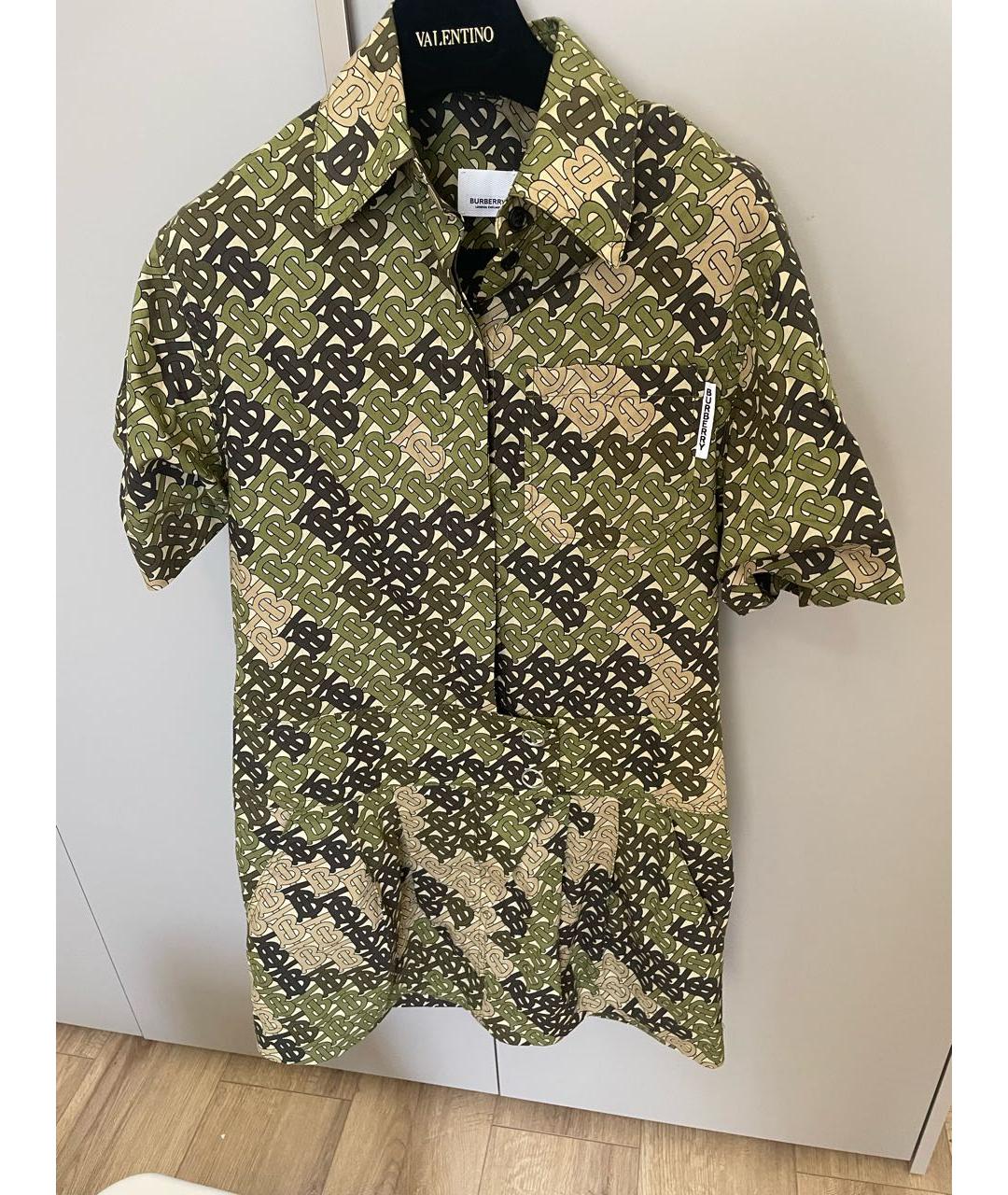 BURBERRY Хаки хлопковое повседневное платье, фото 2