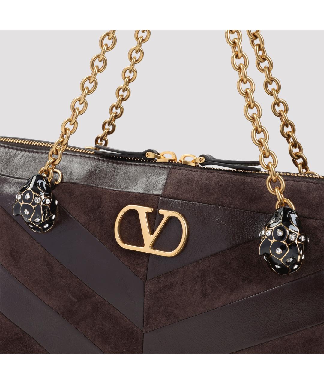 VALENTINO Коричневая кожаная сумка через плечо, фото 4