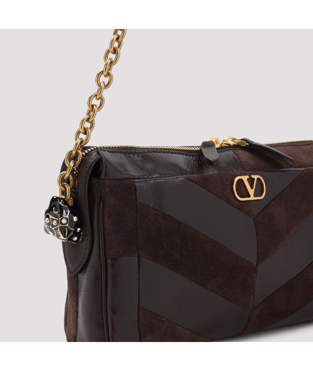 VALENTINO Коричневая кожаная сумка через плечо, фото 4