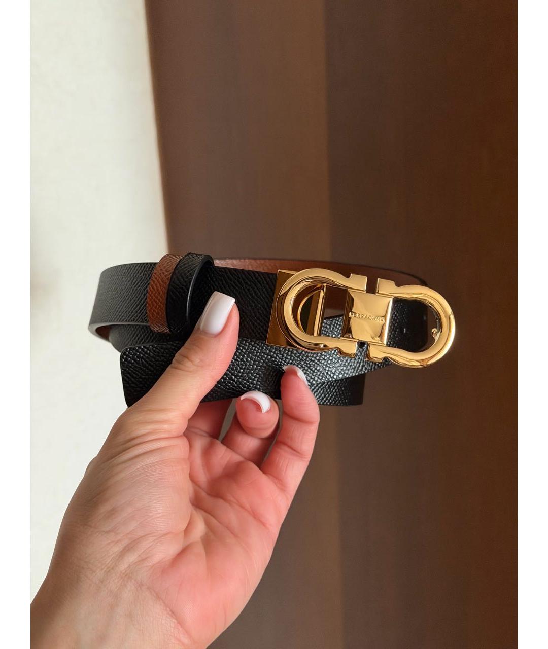 FERRAGAMO Черный кожаный ремень, фото 2