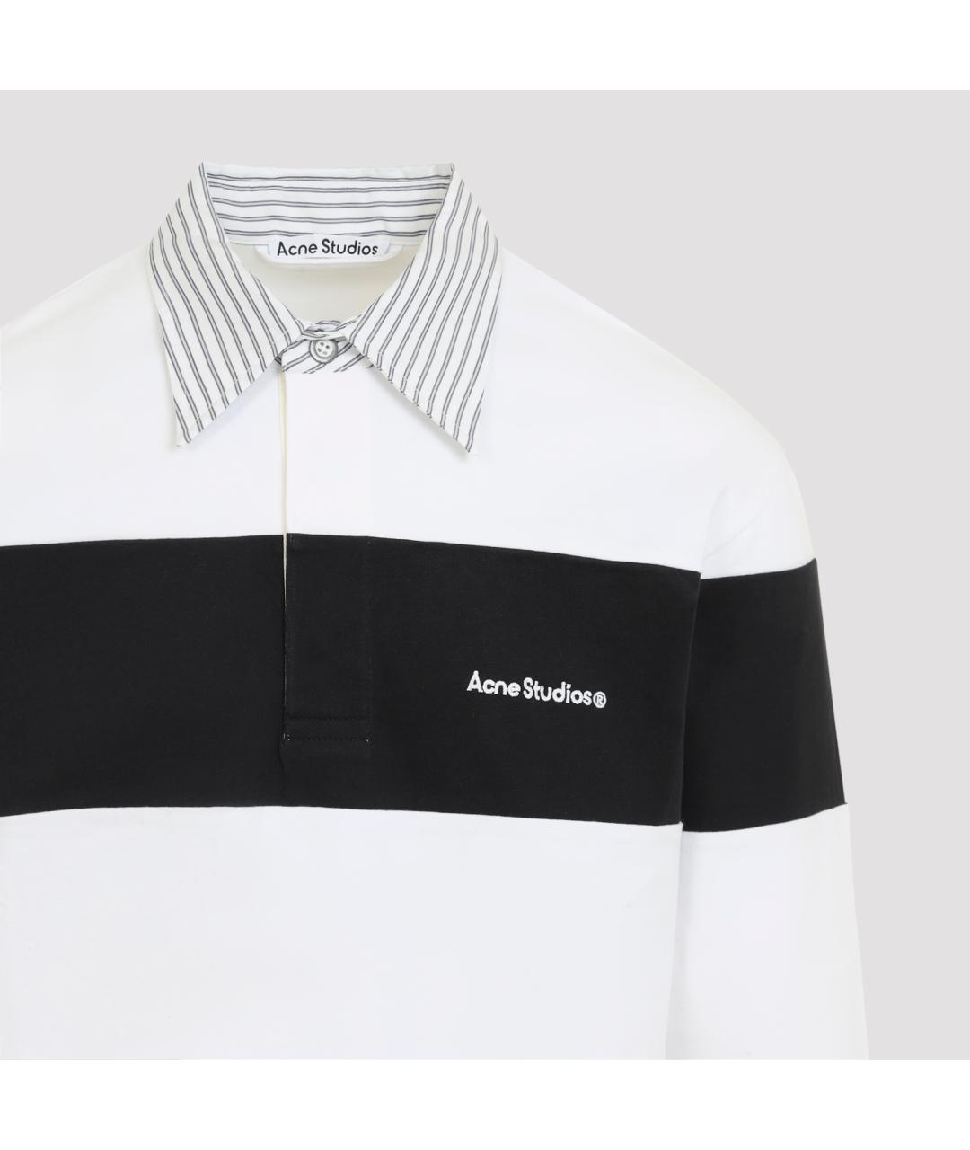 ACNE STUDIOS Белое хлопковое поло с длинным рукавом, фото 5