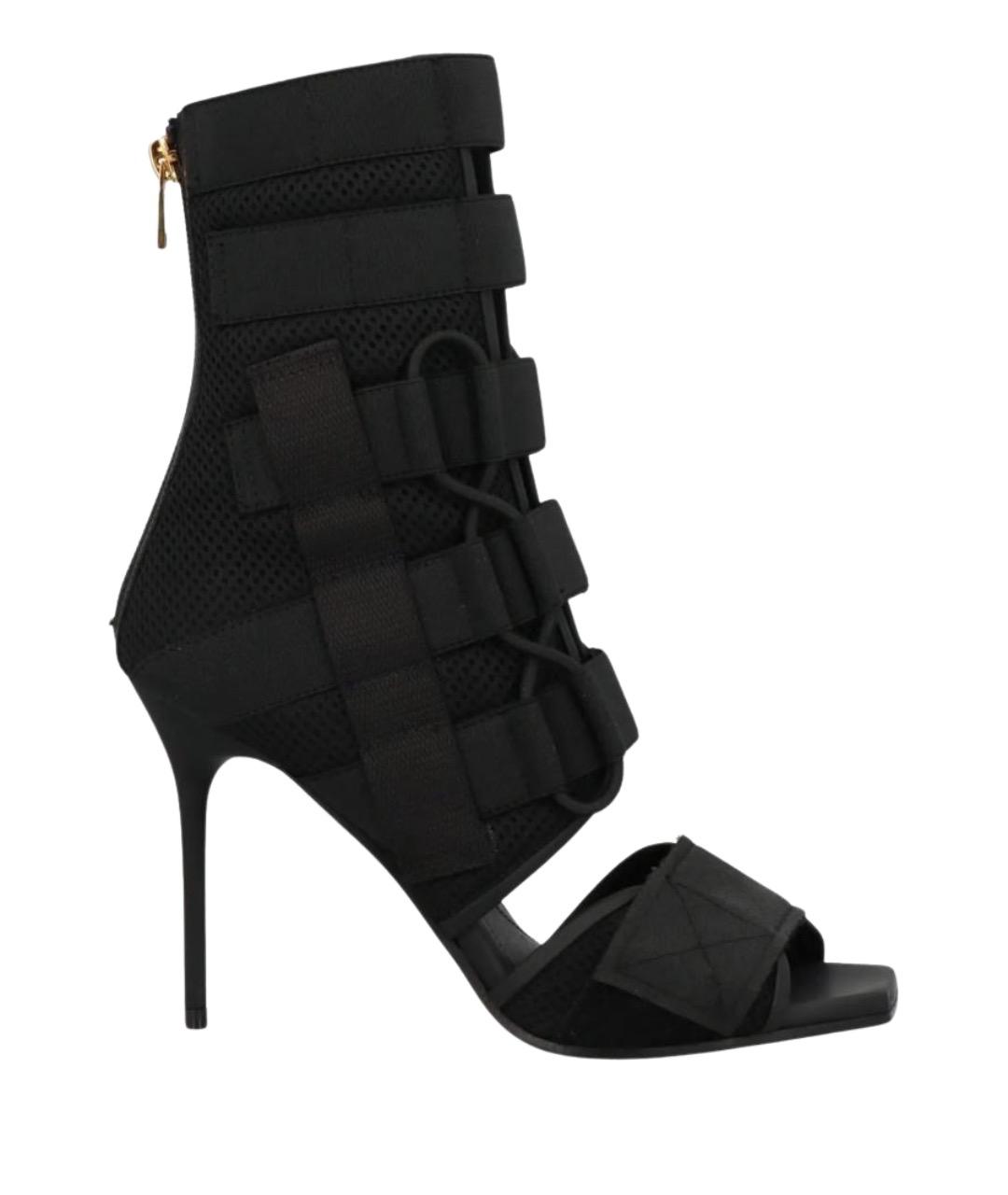 BALMAIN Черные текстильные босоножки, фото 1