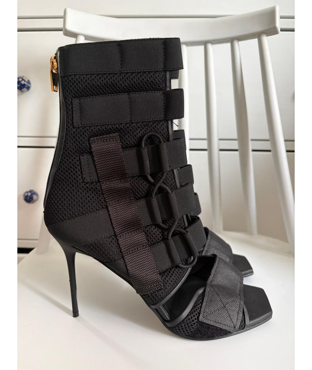 BALMAIN Черные текстильные босоножки, фото 2