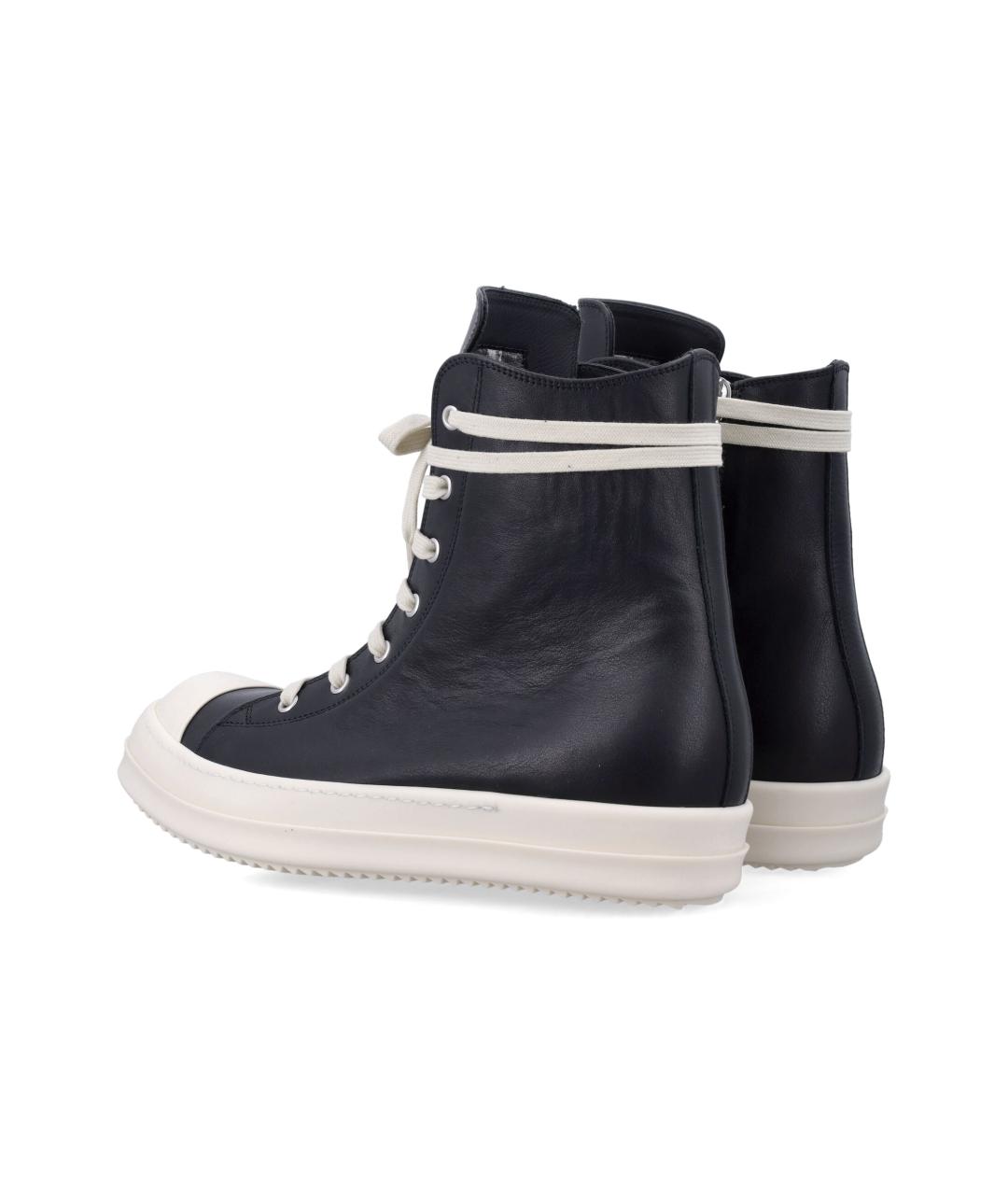 RICK OWENS Черные кожаные низкие кроссовки / кеды, фото 4