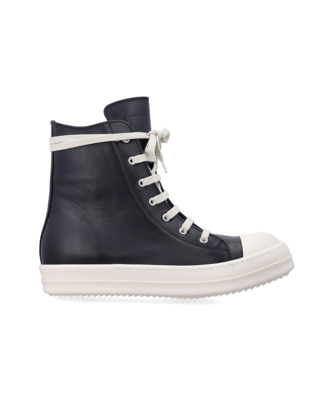 RICK OWENS Черные кожаные низкие кроссовки / кеды, фото 1