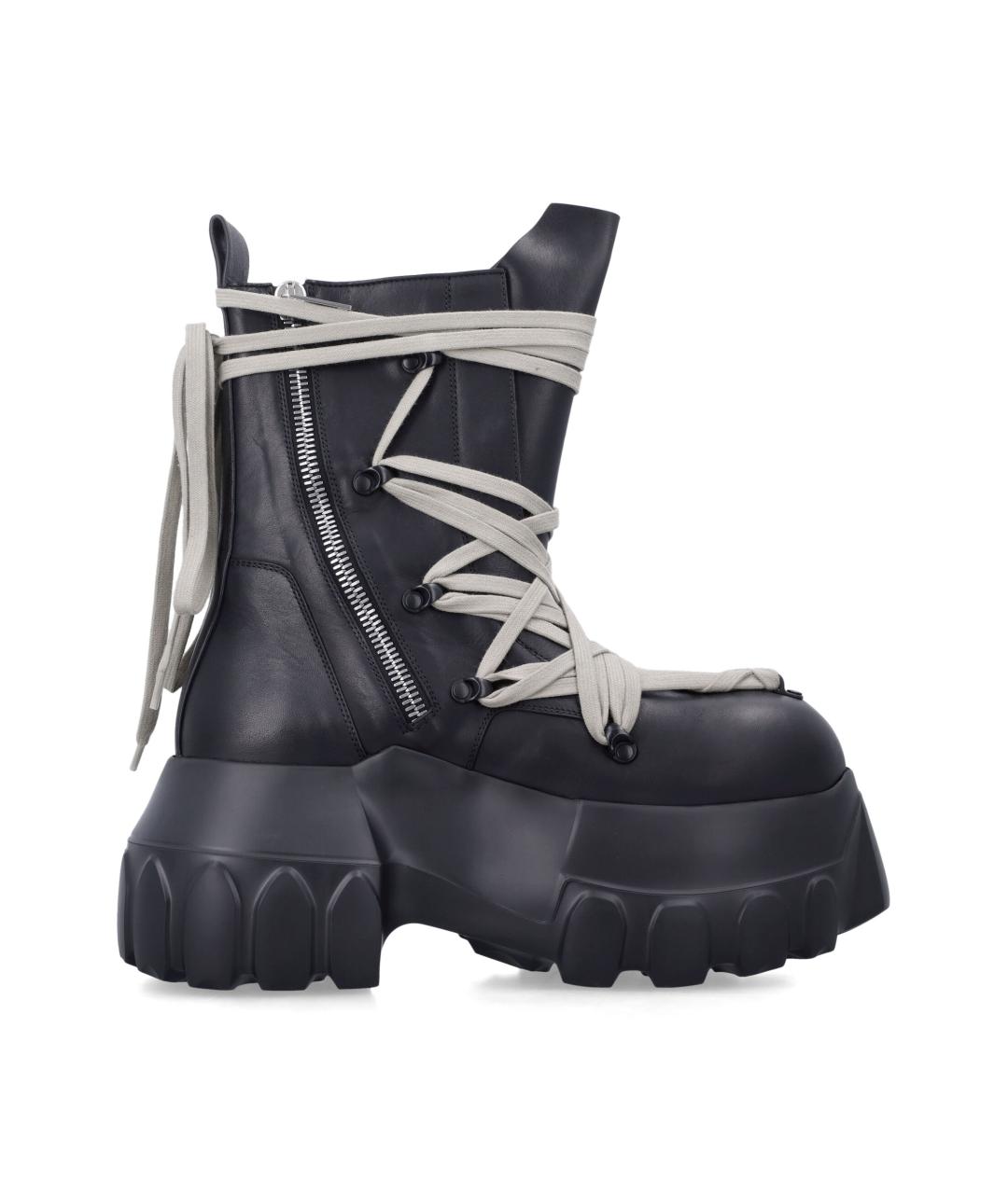 RICK OWENS Черные кожаные высокие ботинки, фото 1