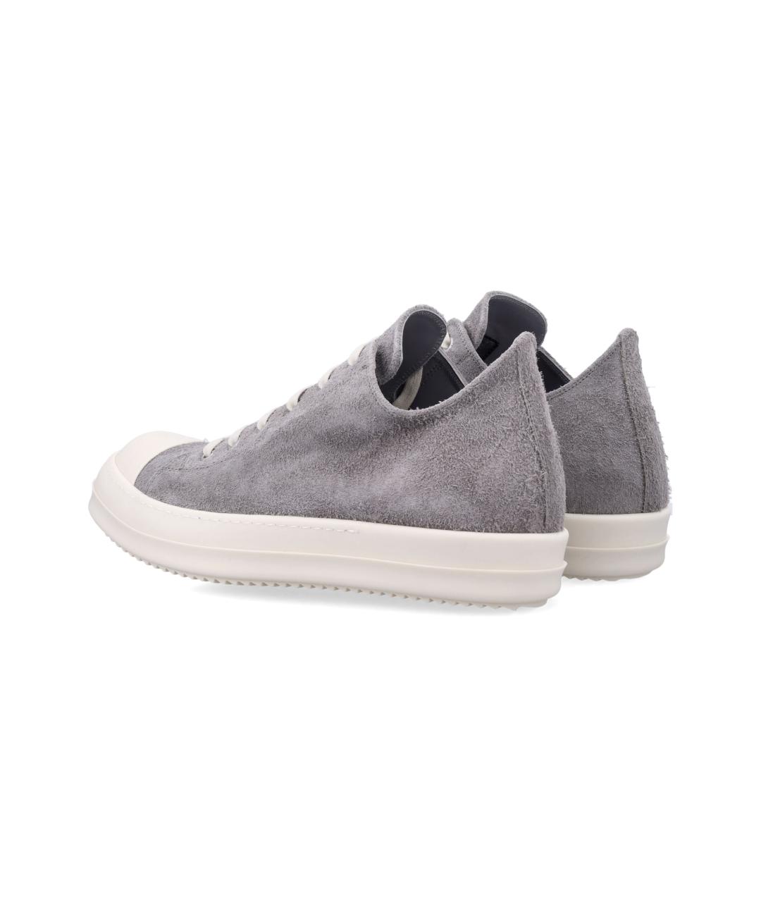 RICK OWENS Серые нубуковые низкие кроссовки / кеды, фото 4
