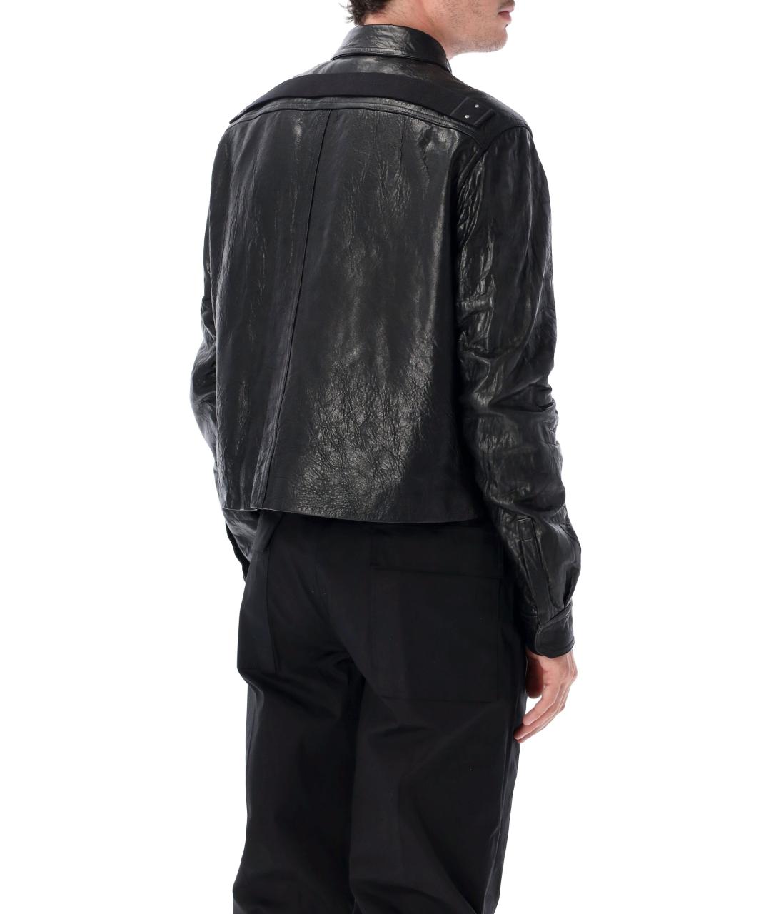 RICK OWENS Черная кожаная куртка, фото 2