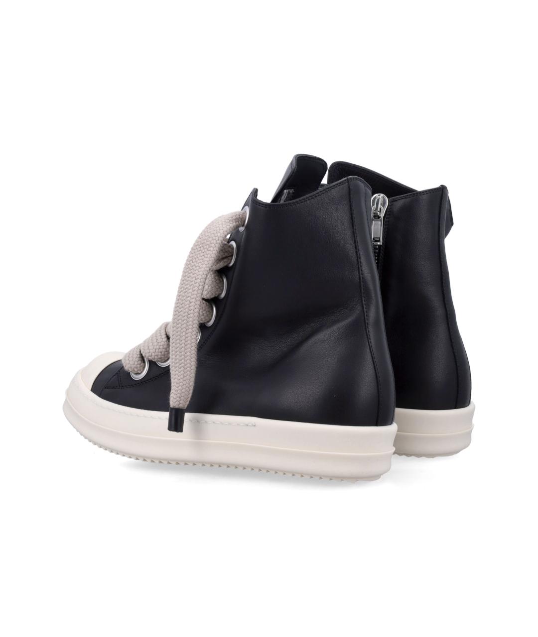 RICK OWENS Черные кожаные низкие кроссовки / кеды, фото 4