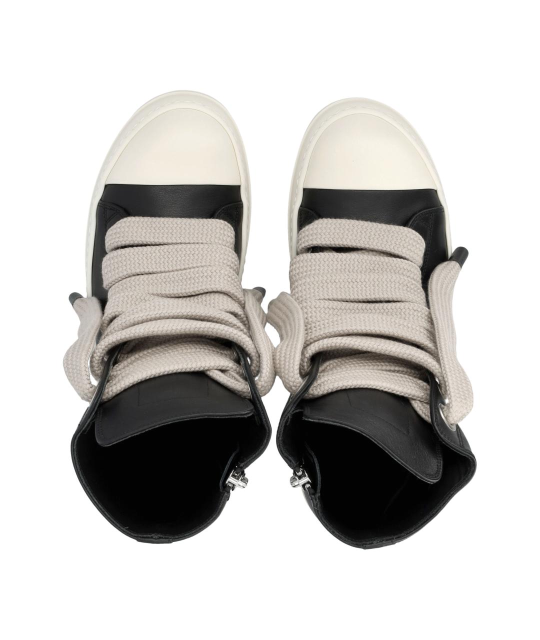 RICK OWENS Черные кожаные низкие кроссовки / кеды, фото 2