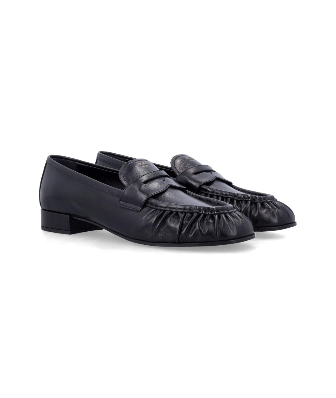 PRADA Черные кожаные мокасины, фото 2