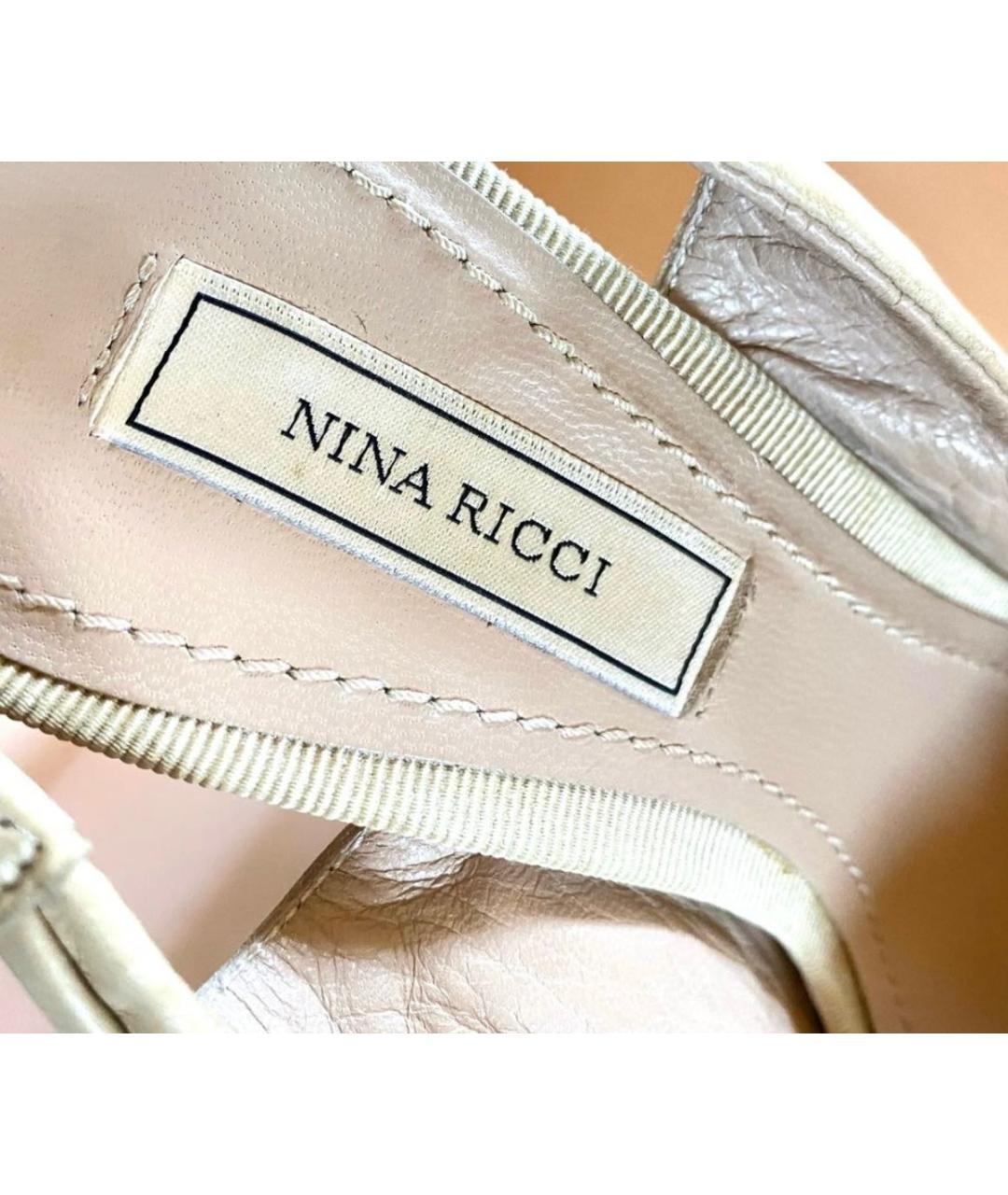NINA RICCI Бежевые кожаные босоножки, фото 4