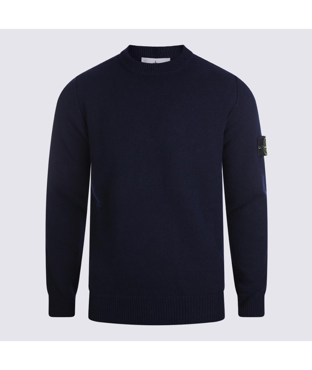 STONE ISLAND Темно-синий шерстяной джемпер / свитер, фото 2
