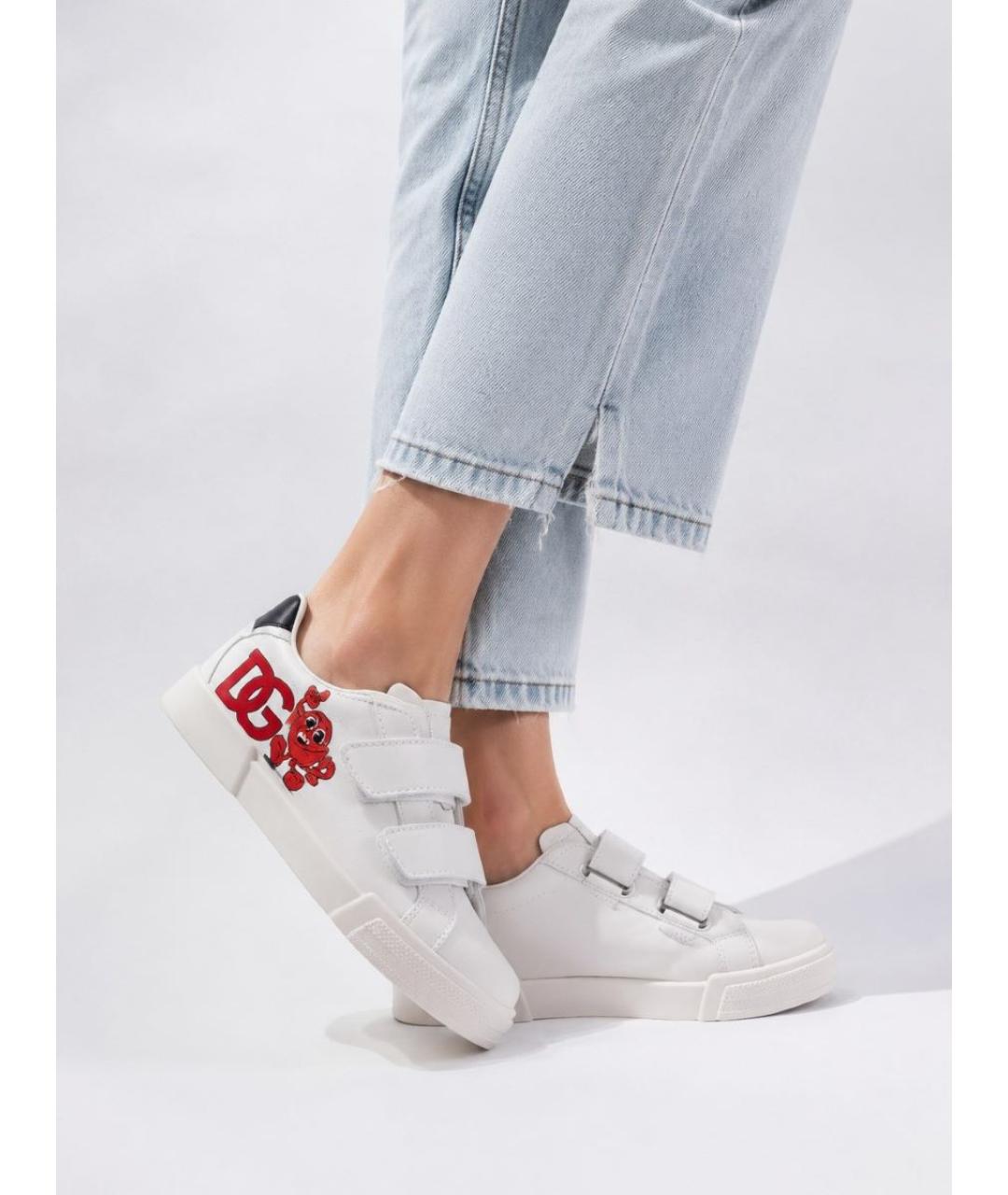 DOLCE&GABBANA Белые кожаные кеды, фото 8