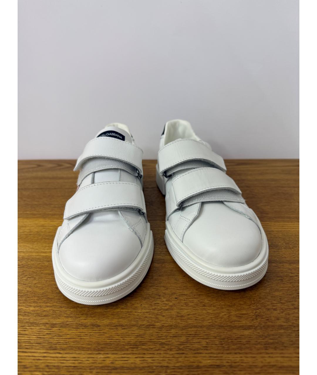 DOLCE&GABBANA Белые кожаные кеды, фото 4