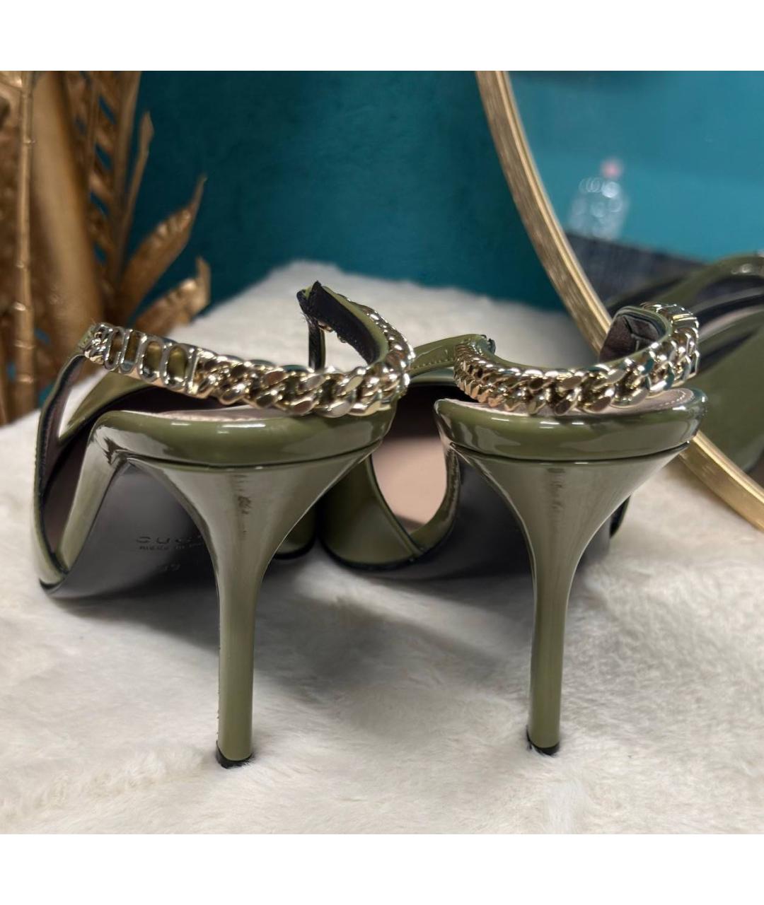 GUCCI Зеленые кожаные туфли, фото 4