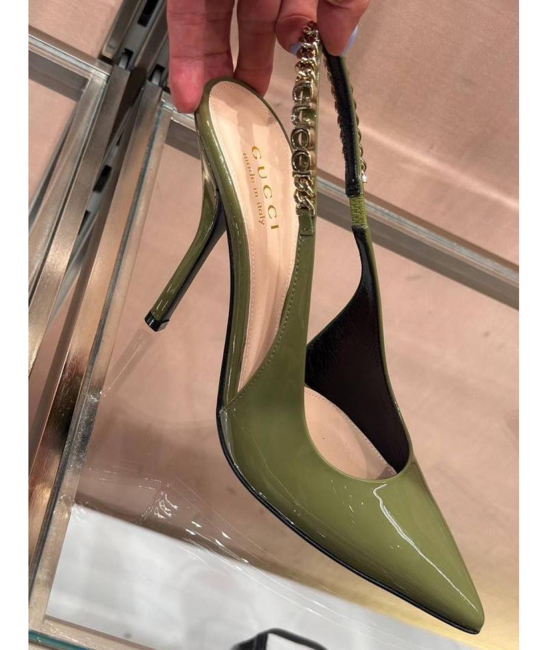 GUCCI Зеленые кожаные туфли, фото 2