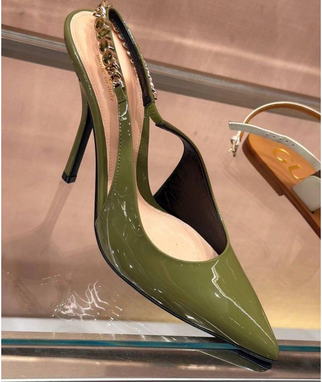 GUCCI Зеленые кожаные туфли, фото 9