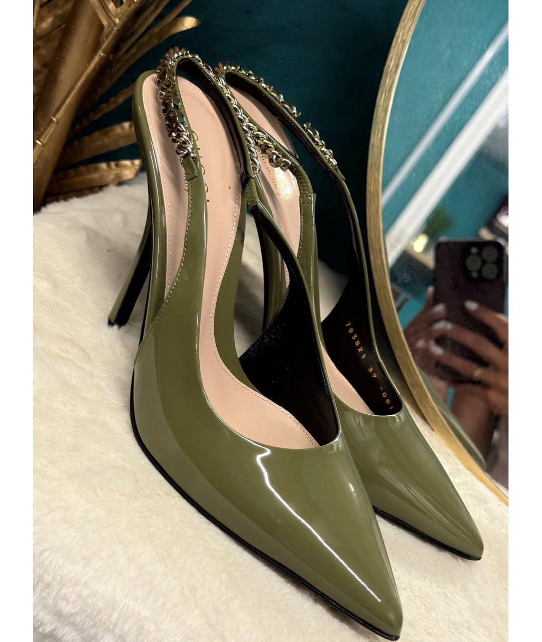 GUCCI Зеленые кожаные туфли, фото 5