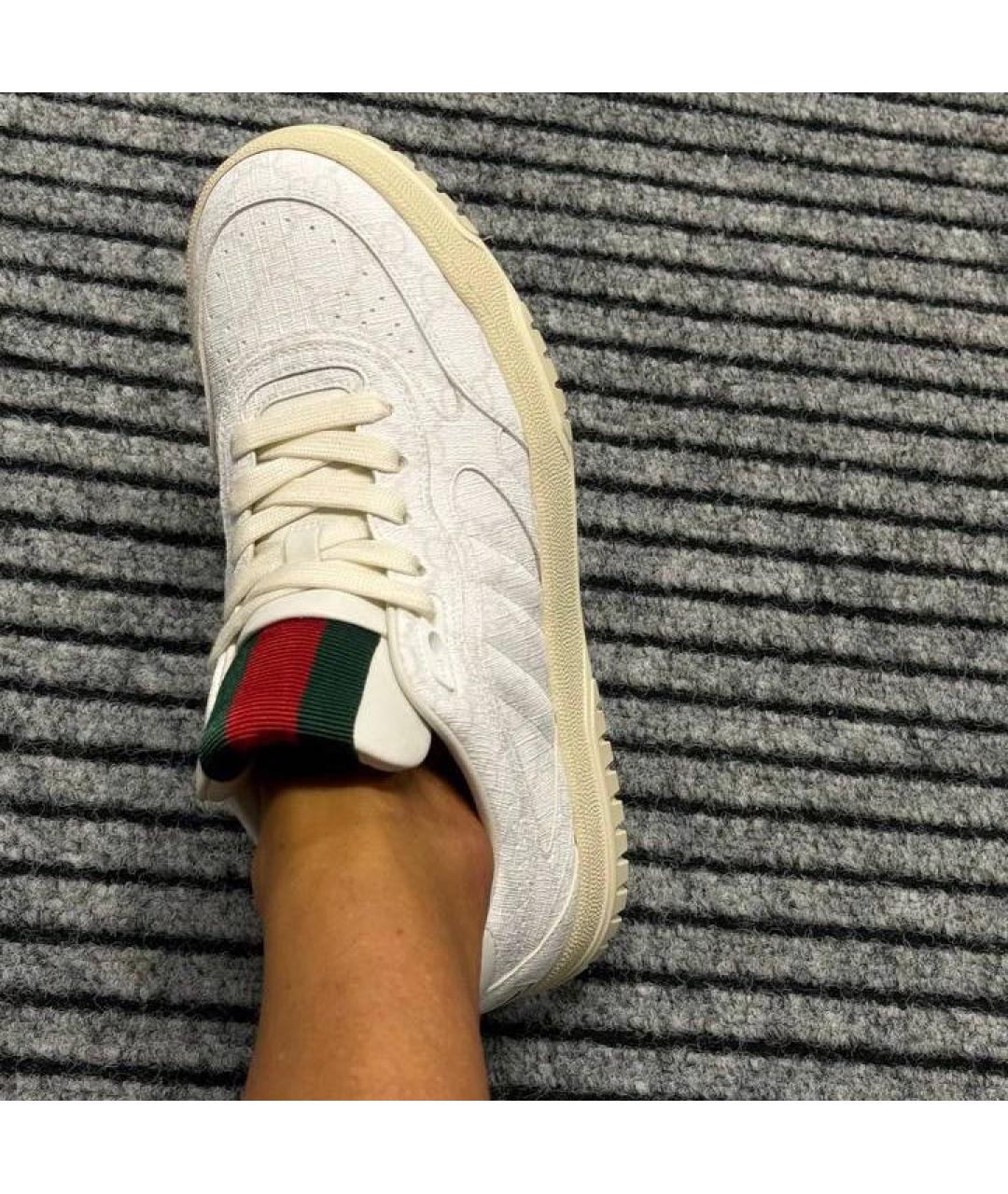 GUCCI Белые кожаные кеды, фото 4