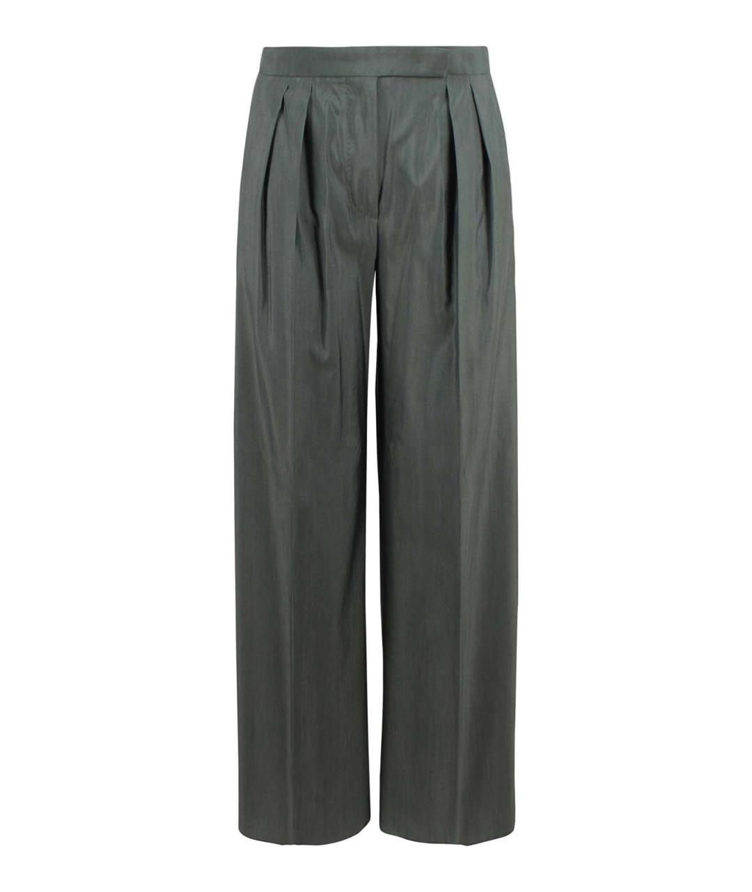 MAX MARA Зеленые шерстяные прямые брюки, фото 1