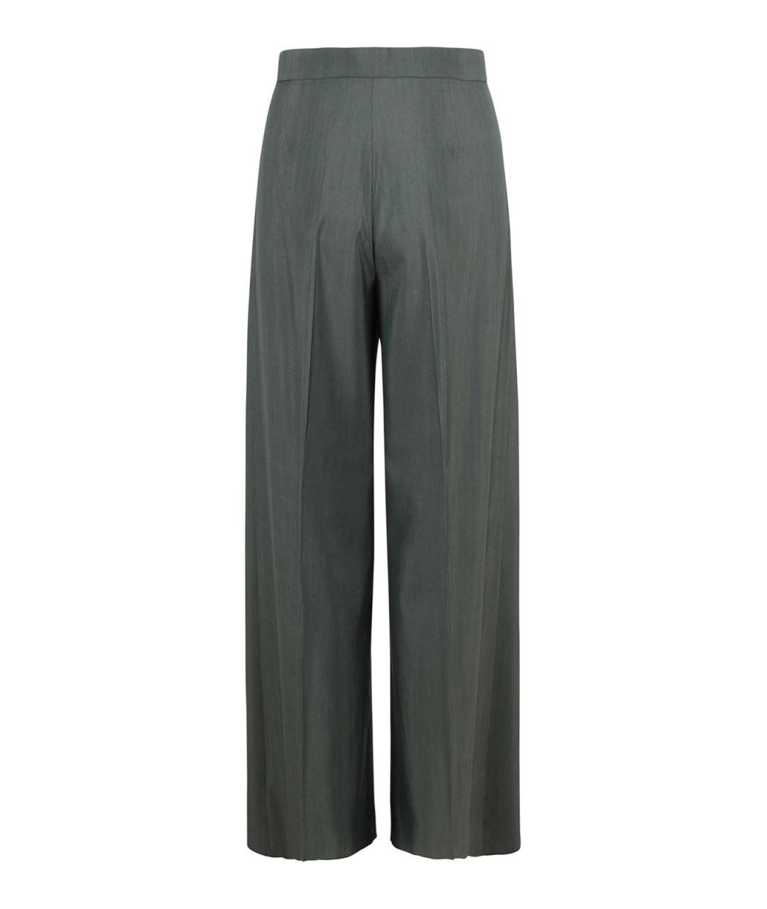 MAX MARA Зеленые шерстяные прямые брюки, фото 2