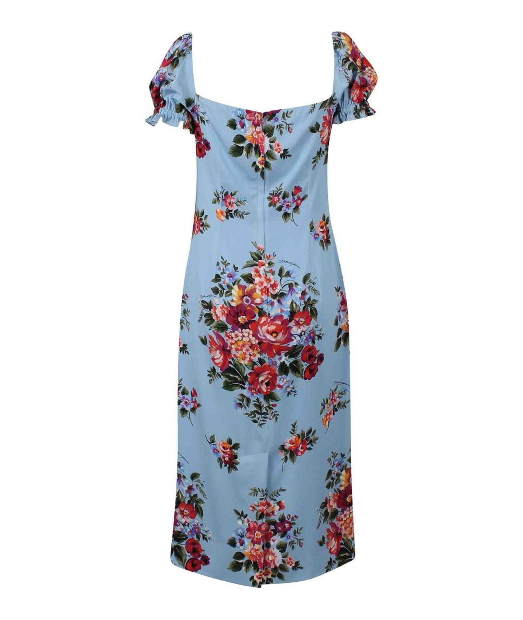 DOLCE&GABBANA Голубое шелковое коктейльное платье, фото 2