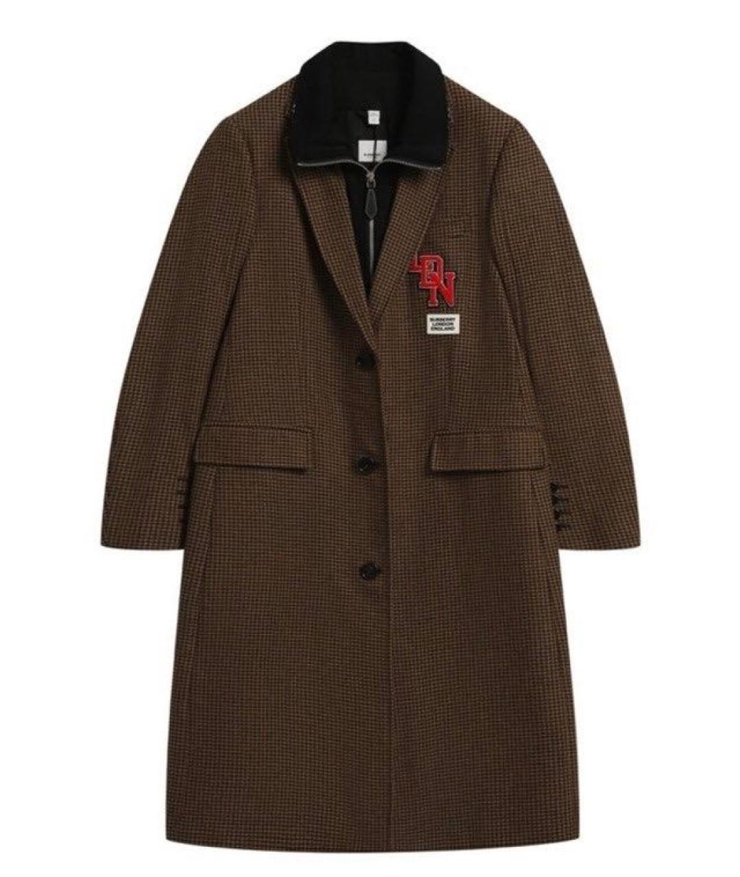 BURBERRY Коричневое шерстяное пальто, фото 1