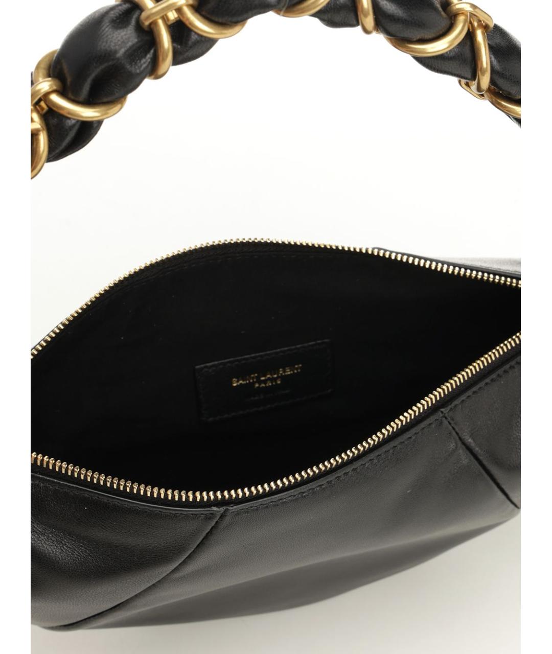 SAINT LAURENT Черная кожаная сумка с короткими ручками, фото 4