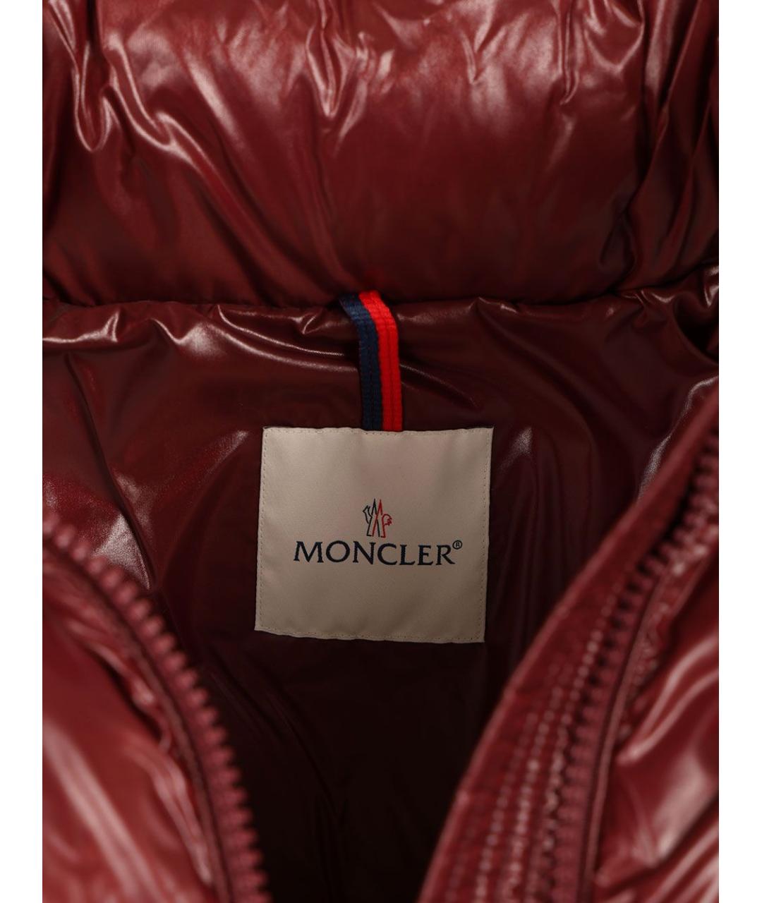 MONCLER Бордовый полиамидовый пуховик, фото 3