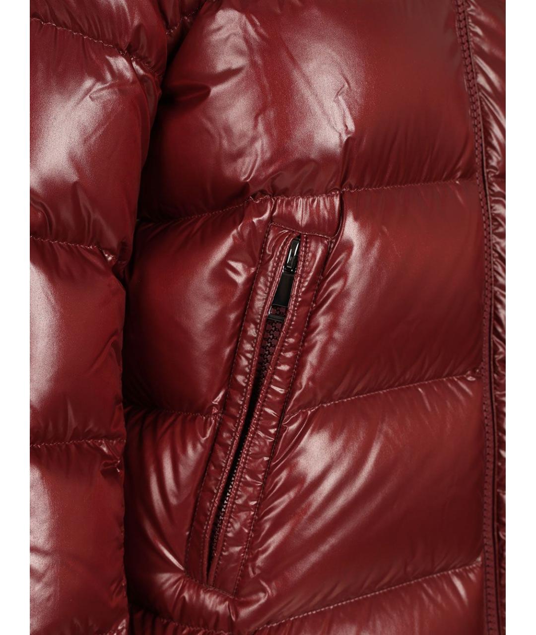 MONCLER Бордовый полиамидовый пуховик, фото 4